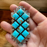 Big Ring - adjustable - kingman turquoise ring and sterling silver