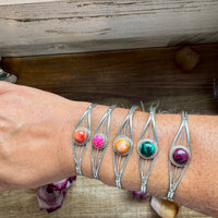 Multistone Cuff Bracelet – Malachite, Spiny Oyster, or Pink Opal – Sterling Silver - pick yours