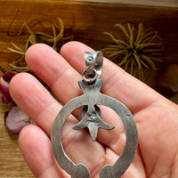 Naja Pendant with Golden Hill Turquoise – Sterling Silver – Native Made by KB – Fits 8mm