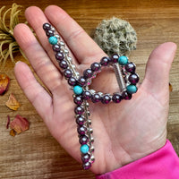 Turquoise and faux pearls Hair Clips - option 2
