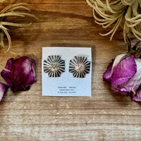 Square Cross Stud Earrings with Longhorn Skull – Sterling Silver