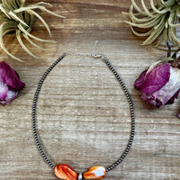 14" Spiny Oyster & Sterling Silver Pearl Choker – 3mm & 10mm