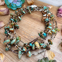 22” Chunky Turquoise & Dark Brown Shell Heishi Necklace
