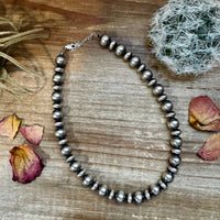 14 inch 10 mm and 10 mm Sterling Silver Pearls choker necklace
