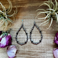 Sterling Silver Pearl & Black Onyx Teardrop Earrings