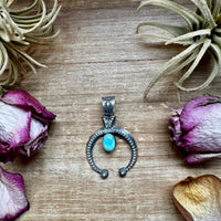Naja Pendant with Golden Hill Turquoise – Option 2 – Sterling Silver – Native Made by KB – Fits 8mm