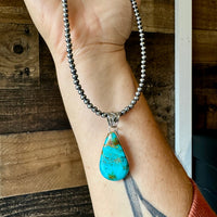 Pendant - Kingman Turquoise and sterling silver