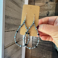 Sterling Silver Pearl & Black Onyx Teardrop Earrings