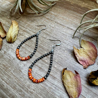 Teardrop Earrings – Sterling Silver Pearl & Orange Spiny Oyster