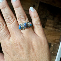 Band Ring - Size 8 12 - Purple Dahlia & sterling silver