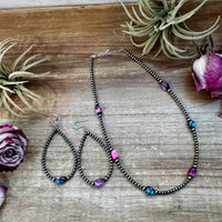 Dyed Pink Turquoise & Sterling Silver Pearl Teardrop Earrings – 3"