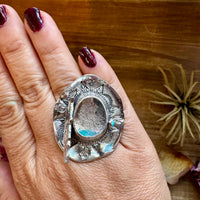 Adjustable Cowboy Hat Ring – Kingman Turquoise – Sterling Silver – Navajo Handmade by Robby Manuelito – USA