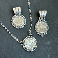 Sterling Silver Buffalo Nickel Pendant – Rope Border – Artist Jason Ogg