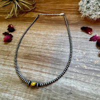 14 inch 3 mm sterling silver pearls choker - with bumblebees beads