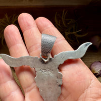 Longhorn Pendant with Gold Accent – Sterling Silver – Native Made by Leroy James