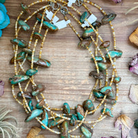 22” Chunky Turquoise & Shell Heishi Necklace