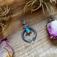 Naja Pendant with Golden Hill Turquoise – Sterling Silver – Native Made by KB – Fits 8mm