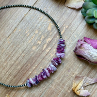 14.5” Lepidolite Necklace – 3mm Sterling Silver Pearls & Saucers