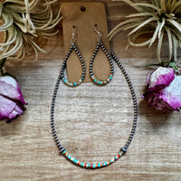 Green & Orange Heishi Earrings – Sterling Silver Pearls