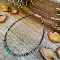 Blue-Green Turquoise Heishi Choker – 14"