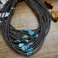Golden Hill Turquoise Choker – Sterling Silver Pearls