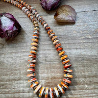 NFR Collection Necklace – Spiny Oyster & Turquoise with 6mm Sterling Silver Pearls – Handmade by The Bijoux FAB – 32.5"
