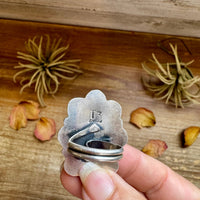 Adjustable Ring – Pink Dahlia Stone – Sterling Silver – Tia Long Navajo Handmade