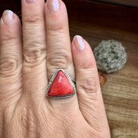 Ring - Size 8 -Red Spiny & Sterling Silver