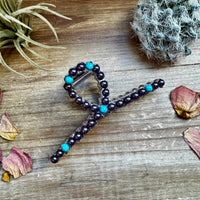 Turquoise and faux pearls Hair Clips - option 2
