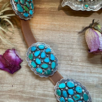 Turquoise Concho Belt – Sterling Silver – Native Made DM – One of a Kind