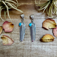 Feather Pendant – Kingman Turquoise & Sterling Silver