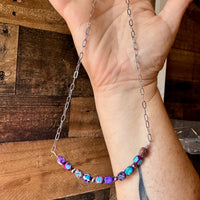 16 inch chain choker and Verascite sea sediment and sterling silver purple