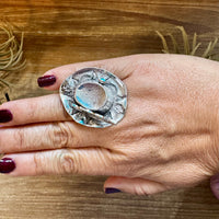 Adjustable Cowboy Hat Ring – Kingman Turquoise – Sterling Silver – Navajo Handmade by Robby Manuelito – USA