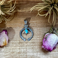 Naja Pendant with Golden Hill Turquoise – Sterling Silver – Native Made by KB – Fits 8mm