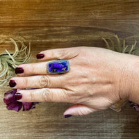 Purple Dahlia Ring – Sterling Silver – Native Made by M. Spencer – Size 8