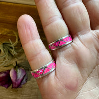Pink Opal Inlay Band Ring – Sterling Silver – Sizes 6.5 & 7.5