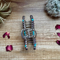 Pearl and turquoise magnesite bead bow hair clips