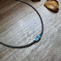 Golden Hill Turquoise Choker – Sterling Silver Pearls