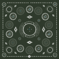 Olive and silver cotton bandana with concho designs