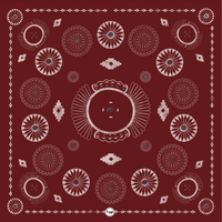 Red and silver cotton bandana with concho designs