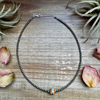 14-Inch Sterling Silver Pearl & Mojave Bead Choker