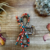 Orange & Turquoise bow hair clips