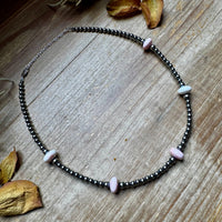15 Inch Pink Conch Saucer Necklace and Sterling Silver Beads