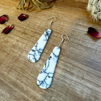 White block white tear drop earrings