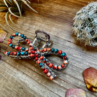 Orange & Turquoise bow hair clips