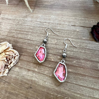 Pink dangle and Sterling Silver Pearls earrings