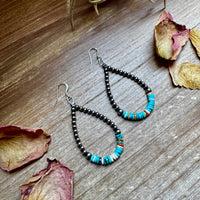 Sterling Silver Pearl & Colorful Heishi Drop Earrings