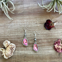 Pink dangle and Sterling Silver Pearls earrings