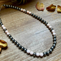 Pink Conch & Sterling Silver Necklace – 8 mm Pearls – 19 Inch + Extender