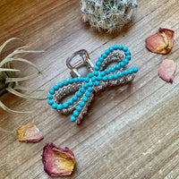 Turquoise magnesite bead bow hair clips